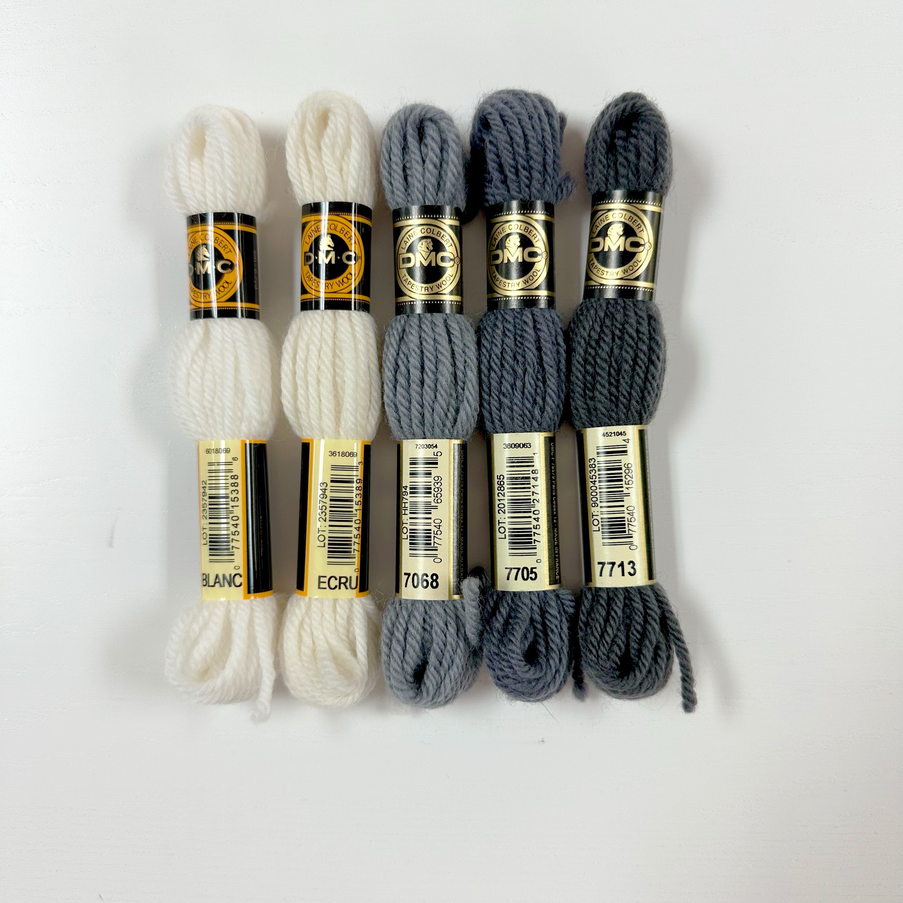 Tapestry Wool Greys Black White Hello Bargello
