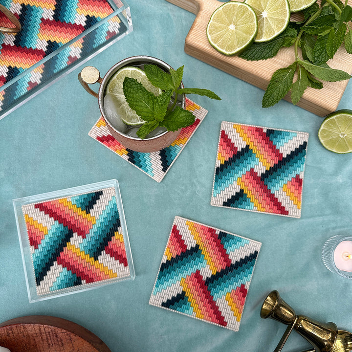 Basketweave Coaster Set