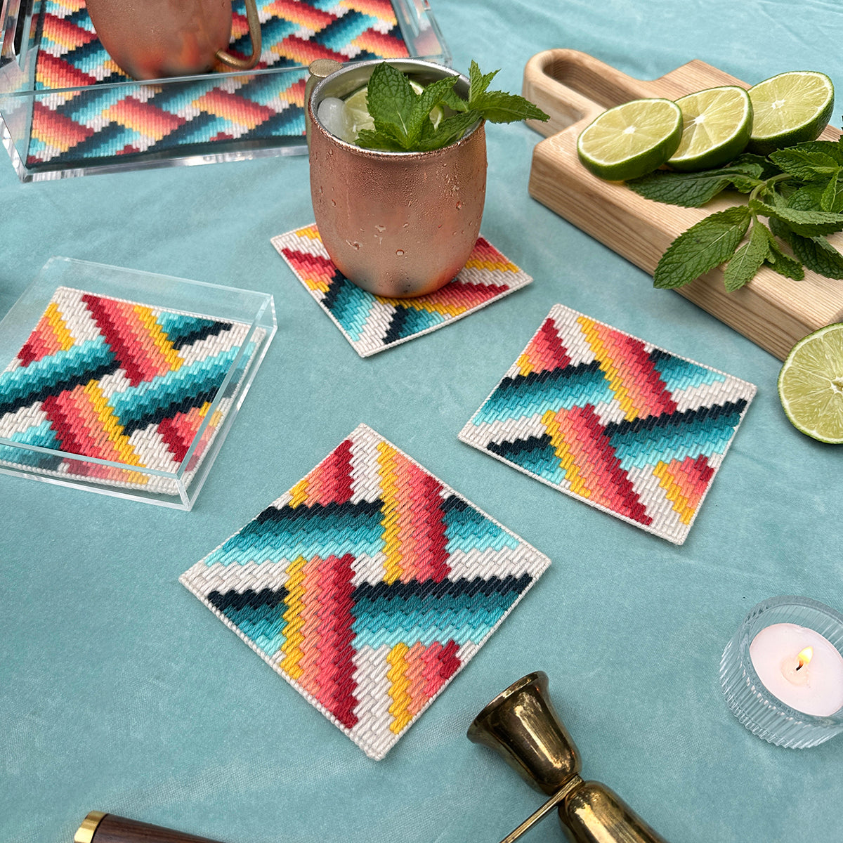 Basketweave Coaster Set – Hello Bargello