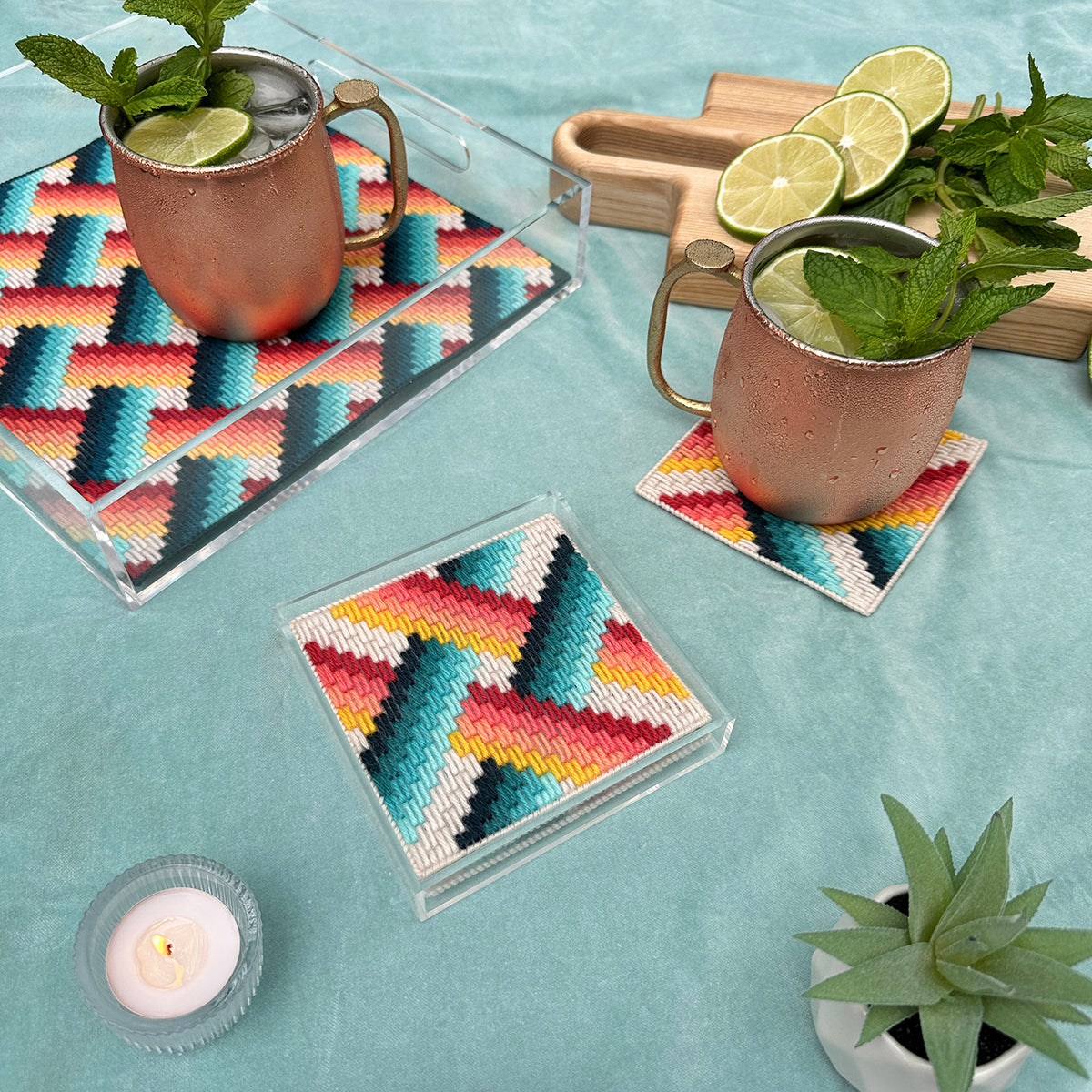 Basketweave Coaster Set – Hello Bargello