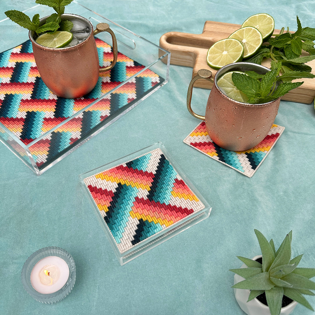 Basketweave Coaster Set