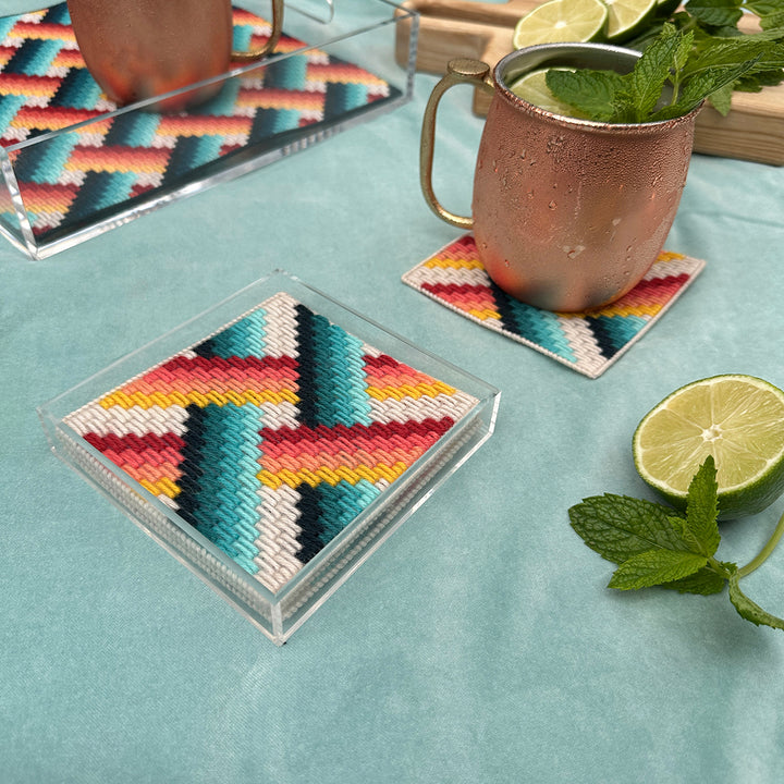 Basketweave Coaster Set