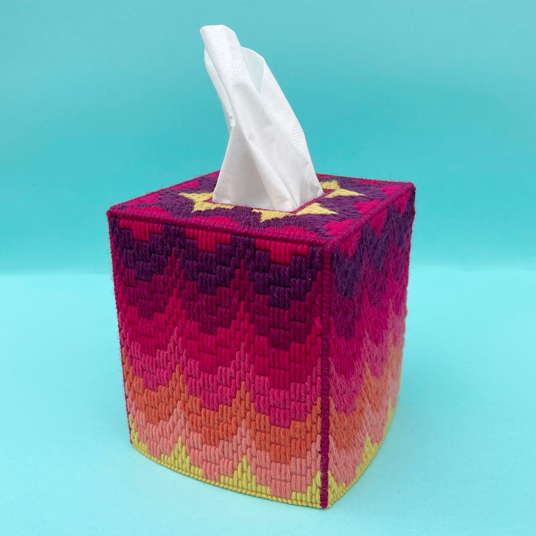 Crimson & Clover Tissue Box Cover Digital Pattern – Hello Bargello