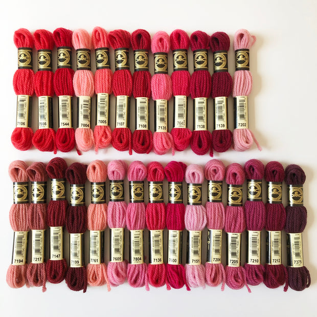 Wool-embroidery yarn DMC, red nuances
